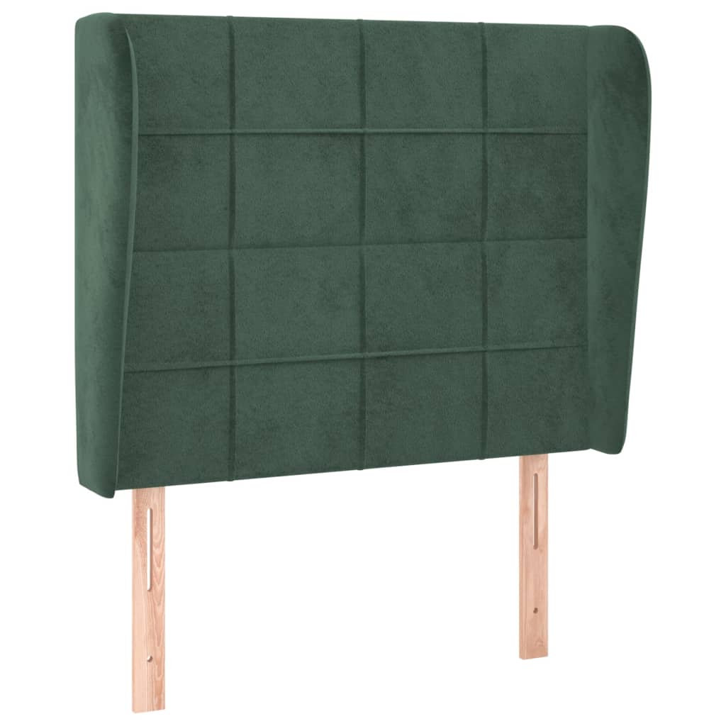 vidaXL Cabecero con orejas de terciopelo verde oscuro 83x23x118/128 cm