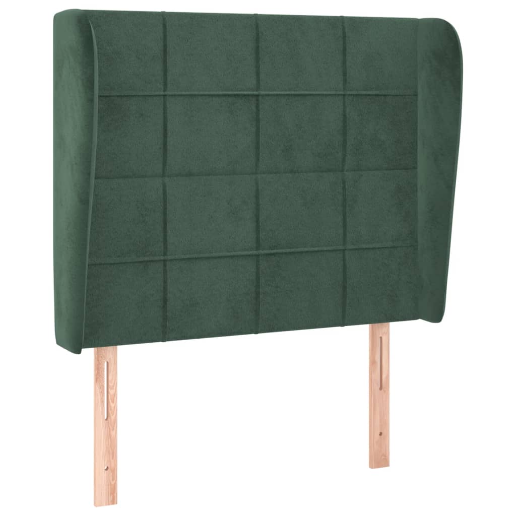 vidaXL Cabecero con orejas de terciopelo verde oscuro 93x23x118/128 cm