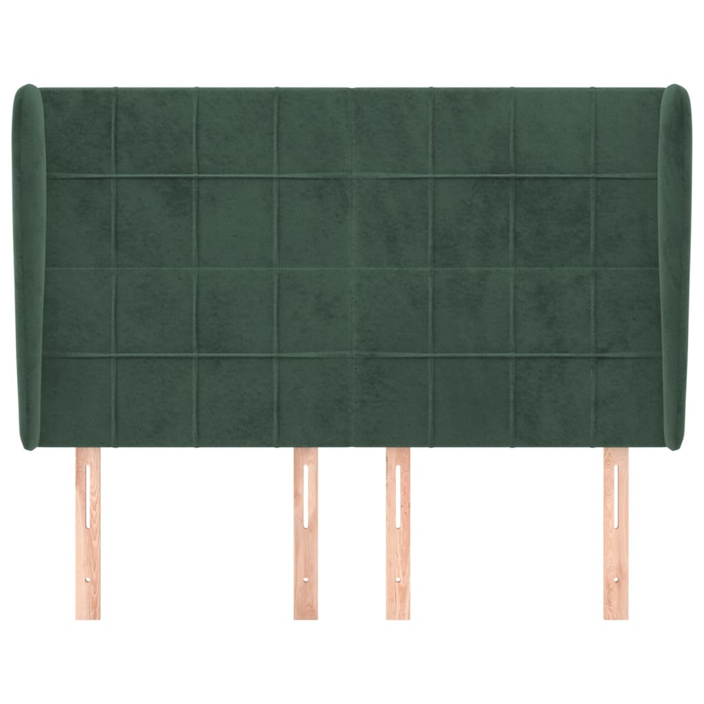 vidaXL Cabecero con orejas de terciopelo verde oscuro 147x23x118/128cm