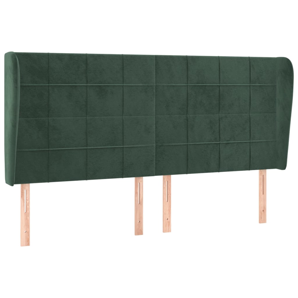 vidaXL Cabecero con orejas de terciopelo verde oscuro 163x23x118/128cm