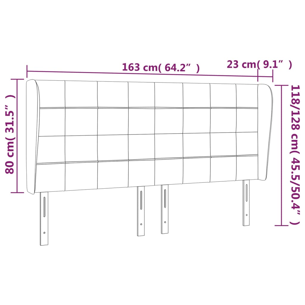 vidaXL Cabecero con orejas de terciopelo rosa 163x23x118/128 cm