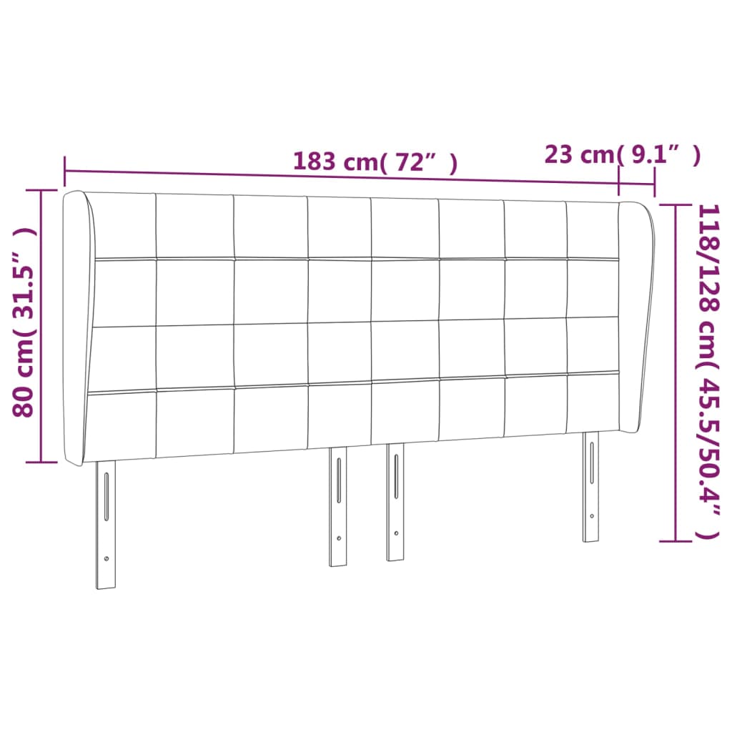 vidaXL Cabecero con orejas de terciopelo rosa 183x23x118/128 cm