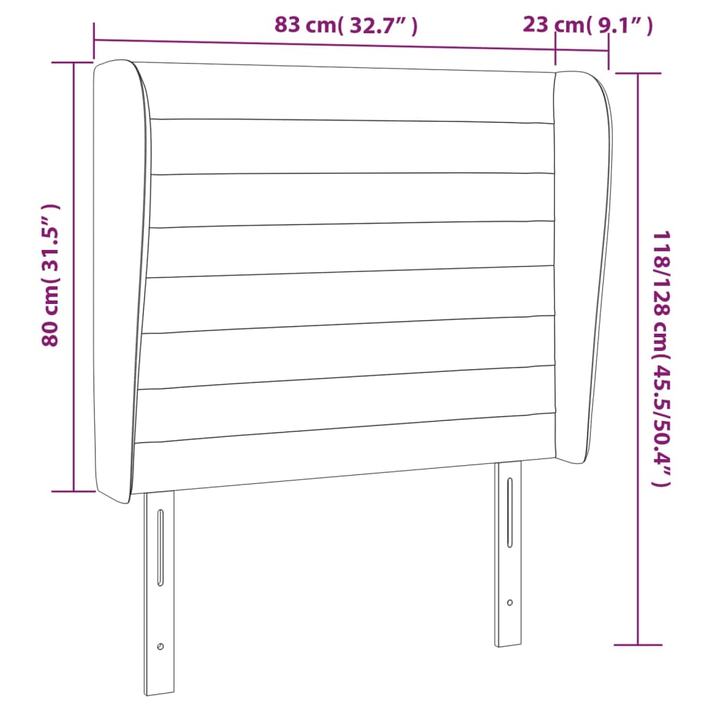 vidaXL Cabecero con orejas de tela gris claro 83x23x118/128 cm