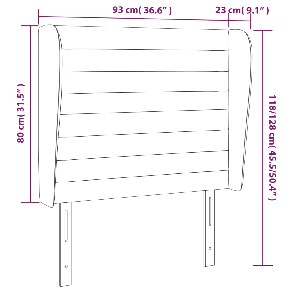 vidaXL Cabecero con orejas de tela marrón oscuro 93x23x118/128 cm