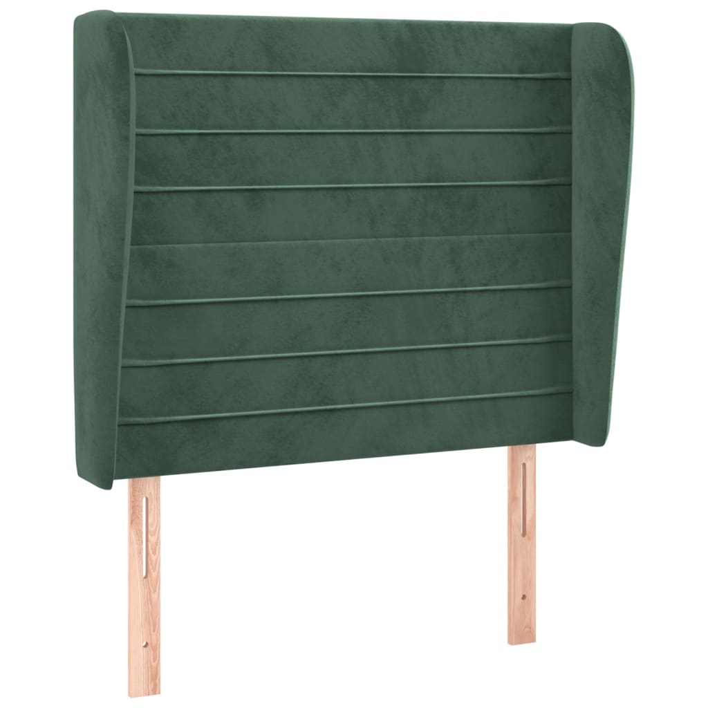 vidaXL Cabecero con orejas de terciopelo verde oscuro 83x23x118/128 cm