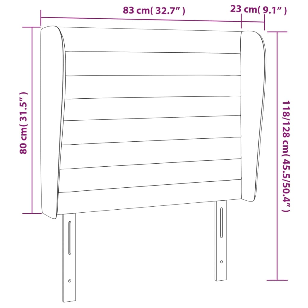 vidaXL Cabecero con orejas de terciopelo rosa 83x23x118/128 cm