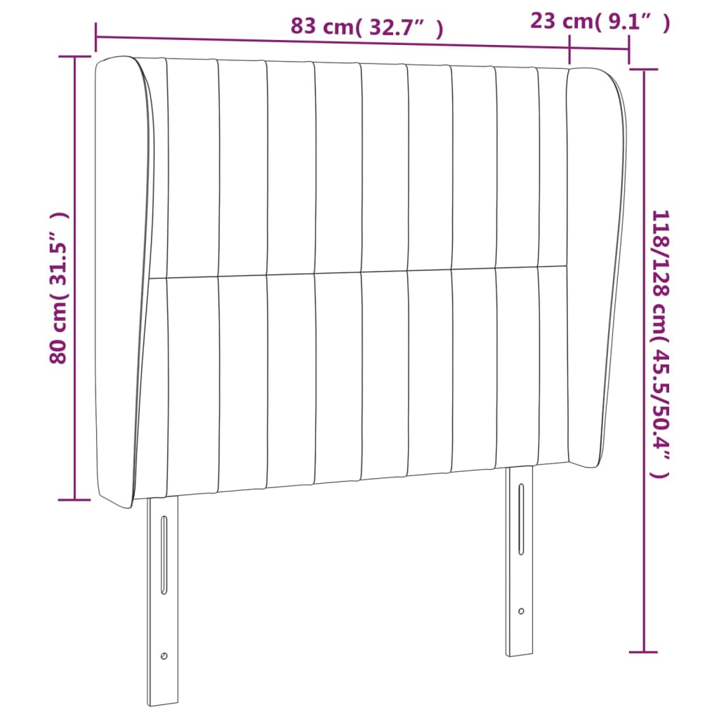 vidaXL Cabecero con orejas de tela gris claro 83x23x118/128 cm