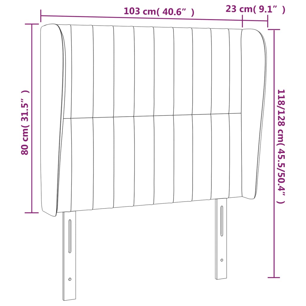 vidaXL Cabecero con orejas de tela gris claro 103x23x118/128 cm