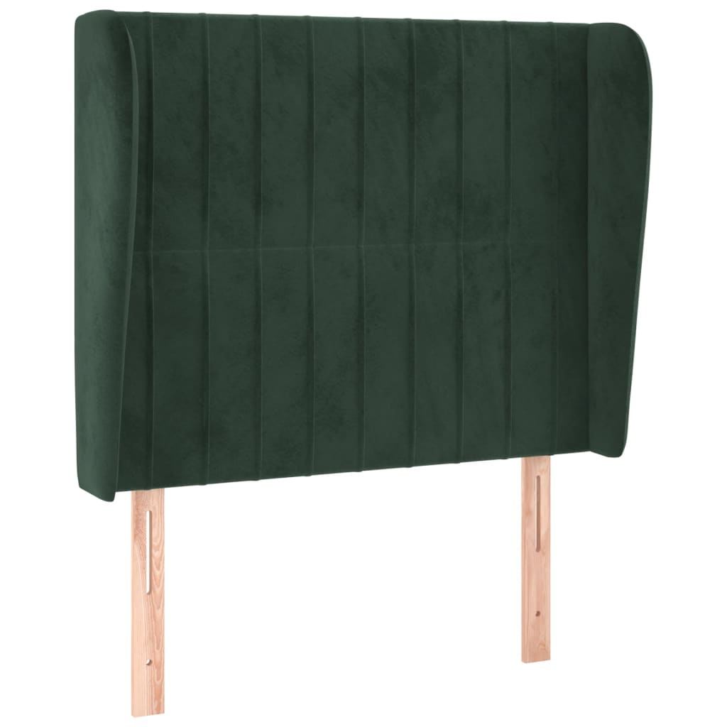 vidaXL Cabecero con orejas de terciopelo verde oscuro 93x23x118/128 cm