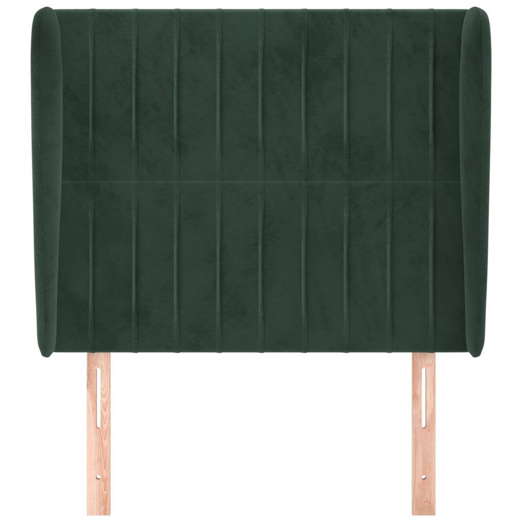 vidaXL Cabecero con orejas de terciopelo verde oscuro 93x23x118/128 cm