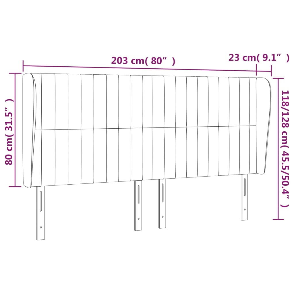 vidaXL Cabecero con orejas de terciopelo rosa 203x23x118/128 cm