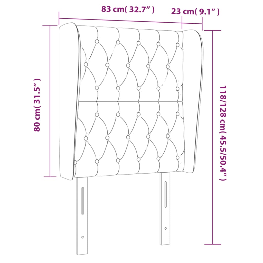 vidaXL Cabecero con orejas de tela azul 83x23x118/128 cm