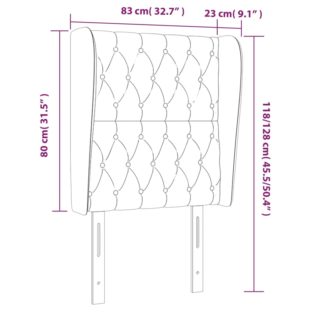 vidaXL Cabecero con orejas de terciopelo gris claro 83x23x118/128 cm