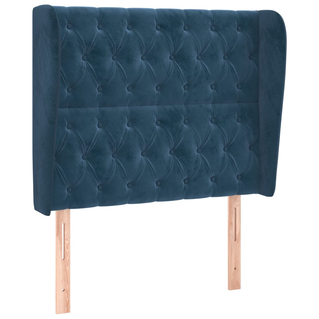 vidaXL Cabecero con orejas de terciopelo azul oscuro 93x23x118/128 cm