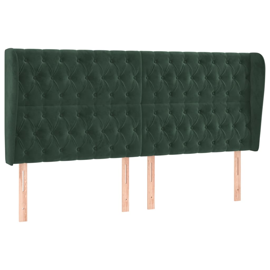 vidaXL Cabecero con orejas de terciopelo verde oscuro 183x23x118/128cm