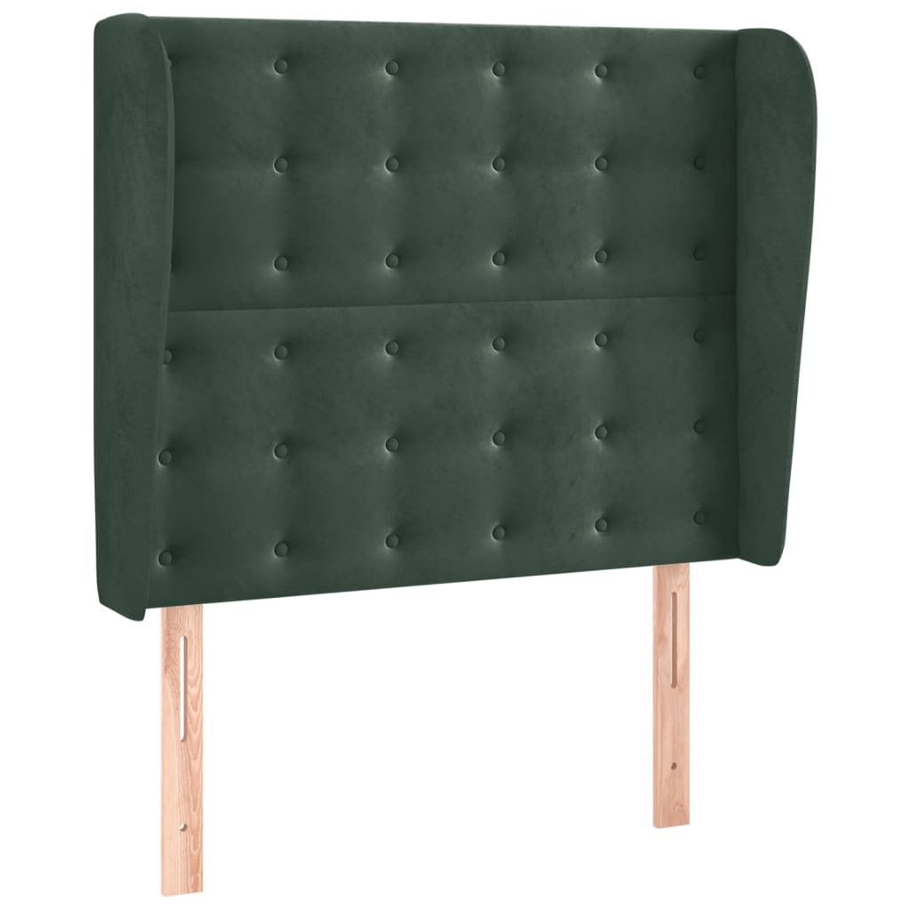 vidaXL Cabecero con orejas de terciopelo verde oscuro 93x23x118/128 cm