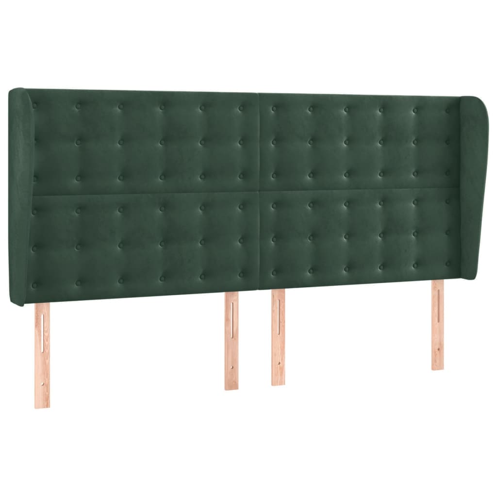 vidaXL Cabecero con orejas de terciopelo verde oscuro 183x23x118/128cm