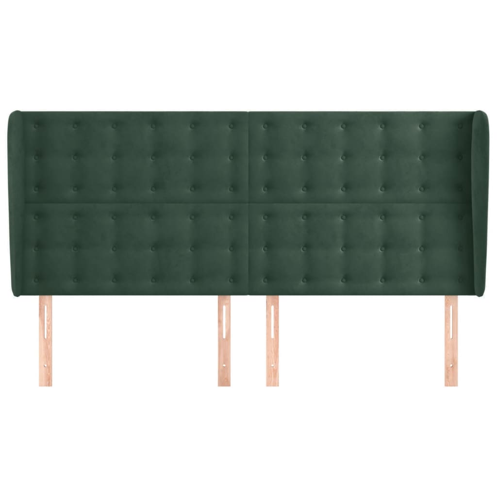 vidaXL Cabecero con orejas de terciopelo verde oscuro 183x23x118/128cm