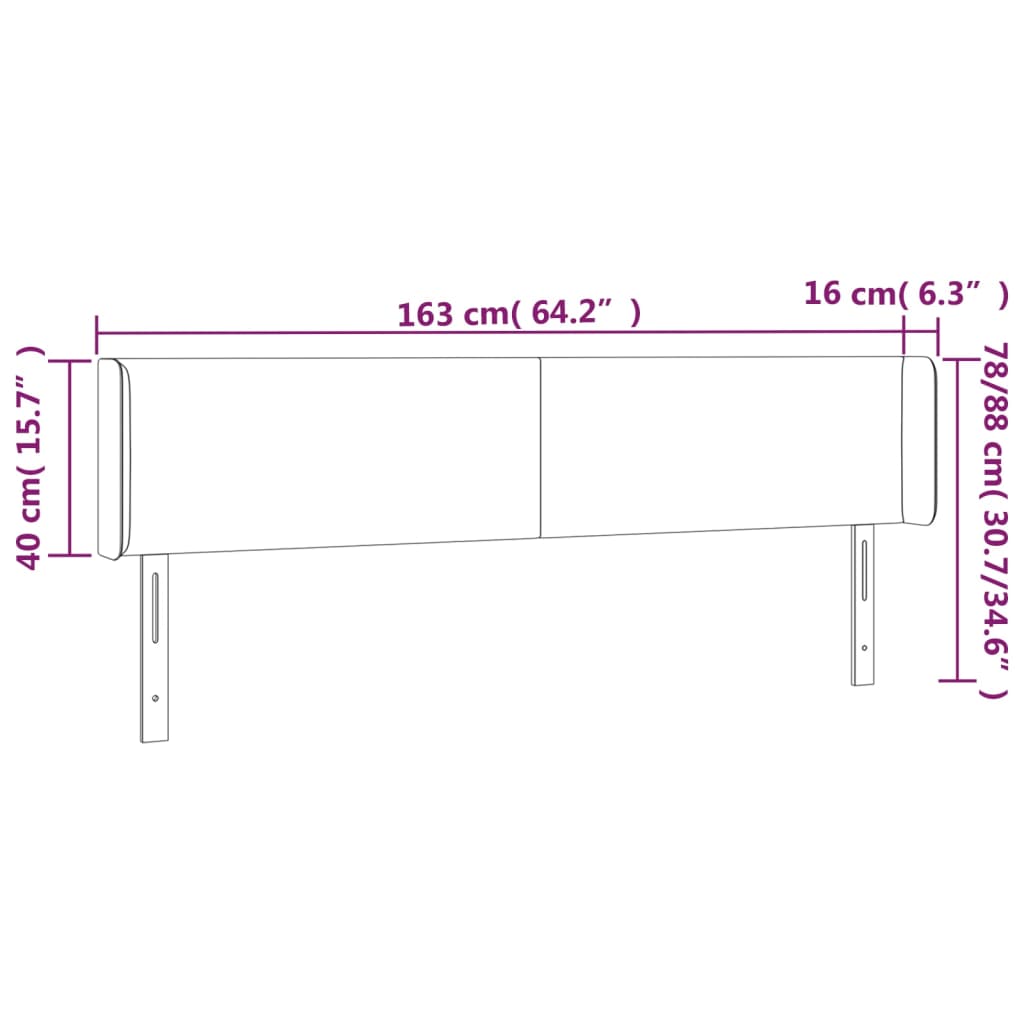 vidaXL Cabecero de tela gris claro 163x16x78/88 cm