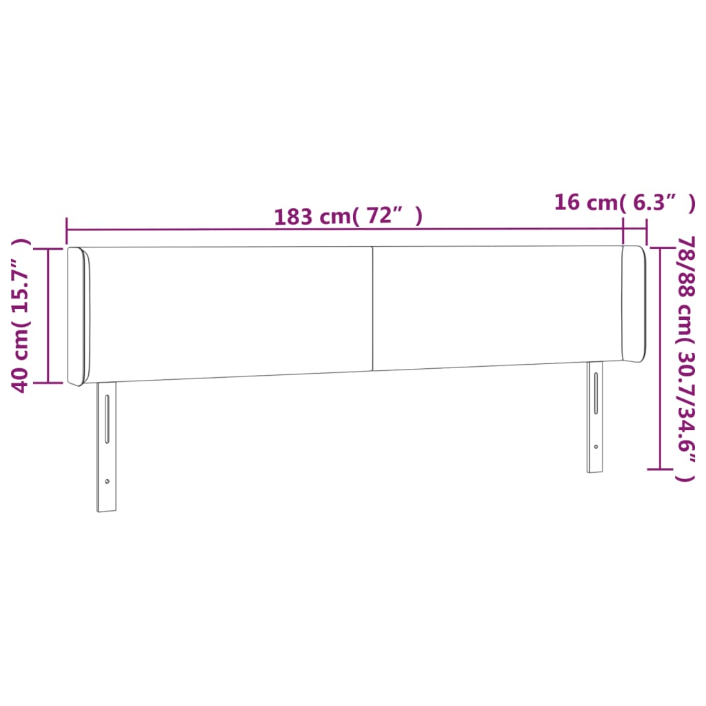 vidaXL Cabecero de tela gris claro 183x16x78/88 cm