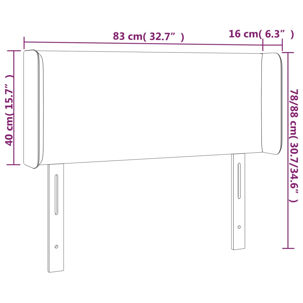 vidaXL Cabecero de terciopelo negro 83x16x78/88 cm