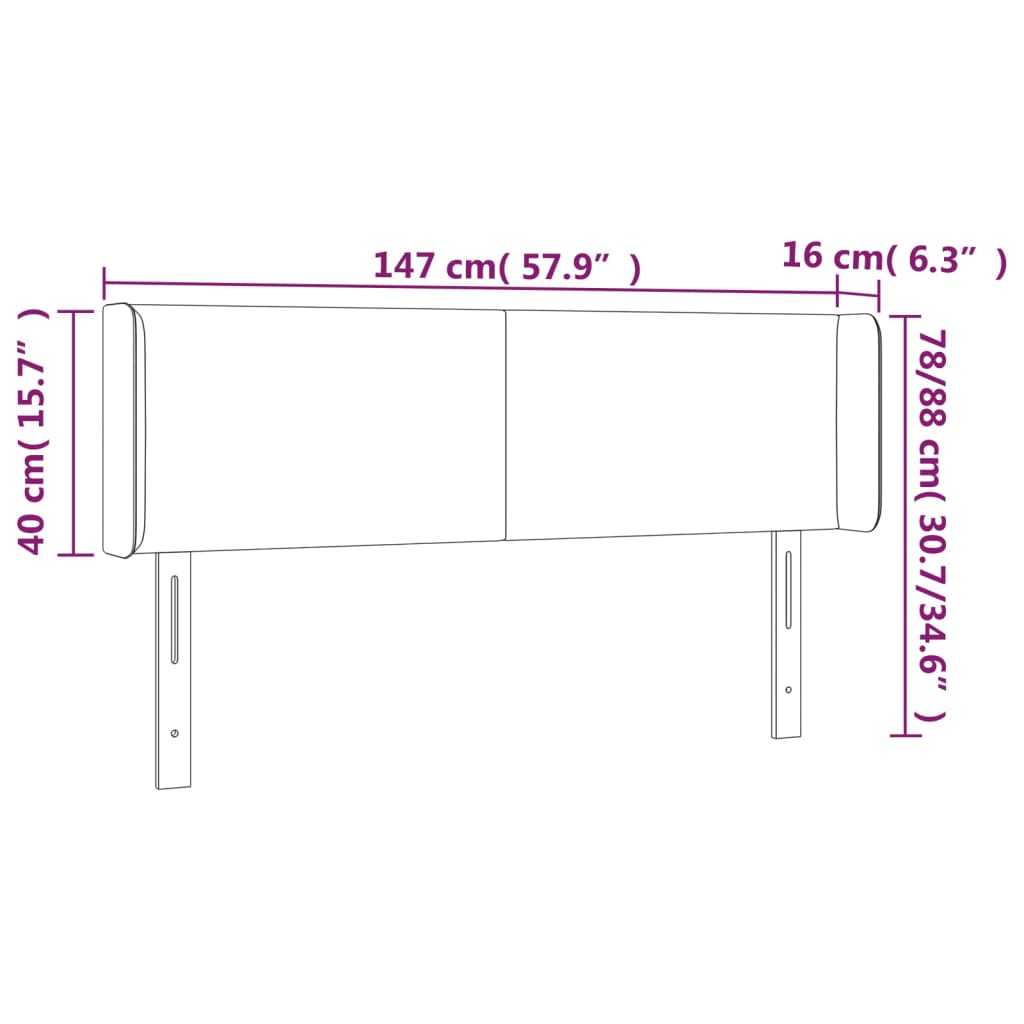 vidaXL Cabecero de terciopelo gris claro 147x16x78/88 cm