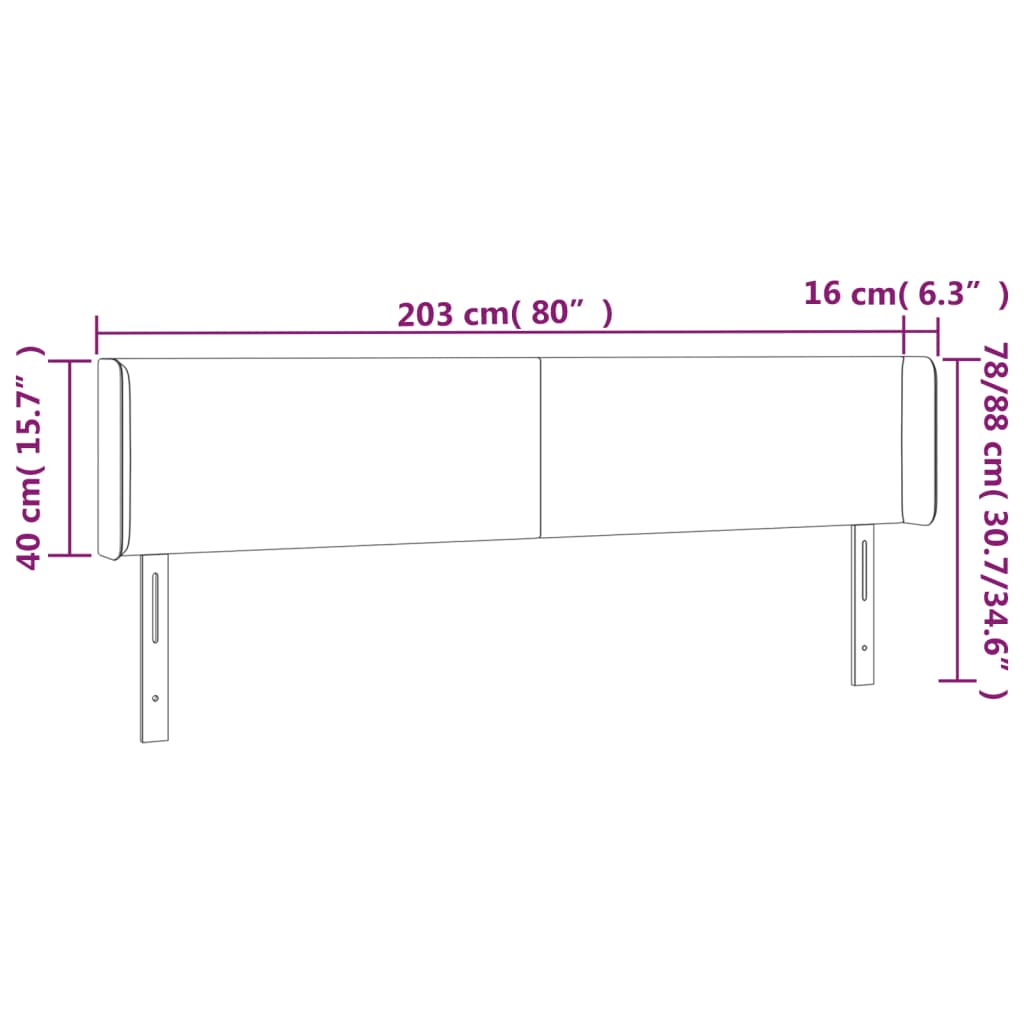 vidaXL Cabecero de terciopelo rosa 203x16x78/88 cm