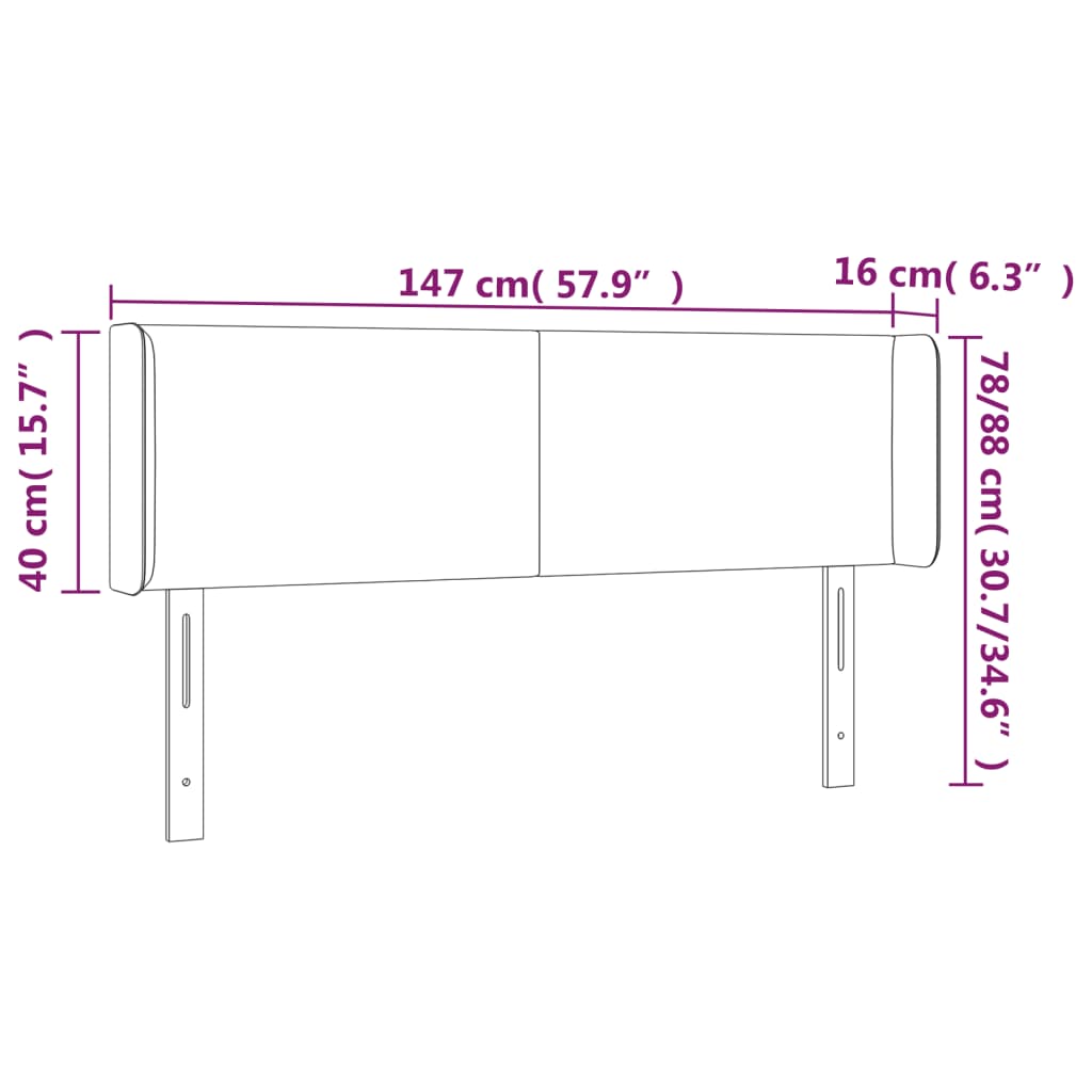 vidaXL Cabecero de cuero sintético gris 147x16x78/88 cm