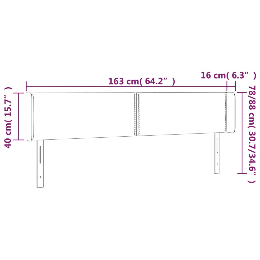 vidaXL Cabecero de tela color crema 163x16x78/88 cm