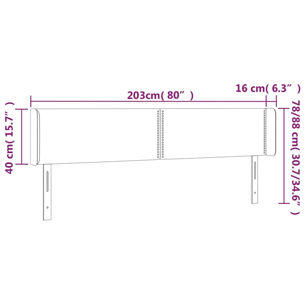 vidaXL Cabecero de tela gris claro 203x16x78/88 cm