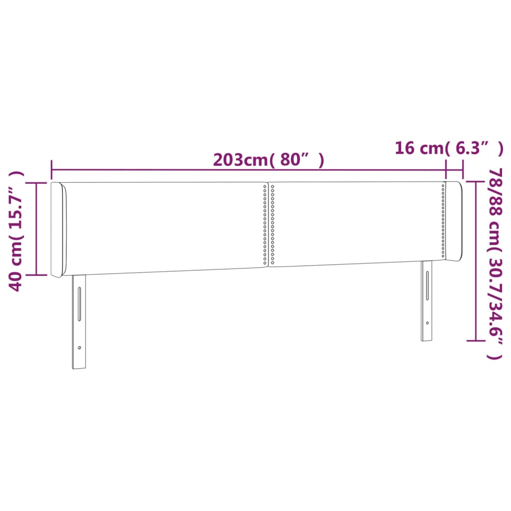 vidaXL Cabecero de tela gris taupe 203x16x78/88 cm