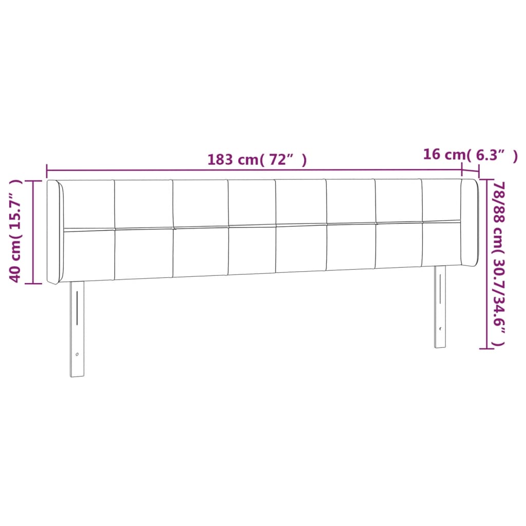 vidaXL Cabecero de tela gris claro 183x16x78/88 cm