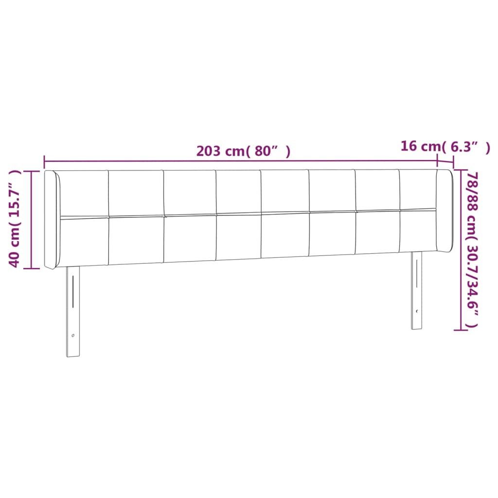 vidaXL Cabecero de tela gris claro 203x16x78/88 cm