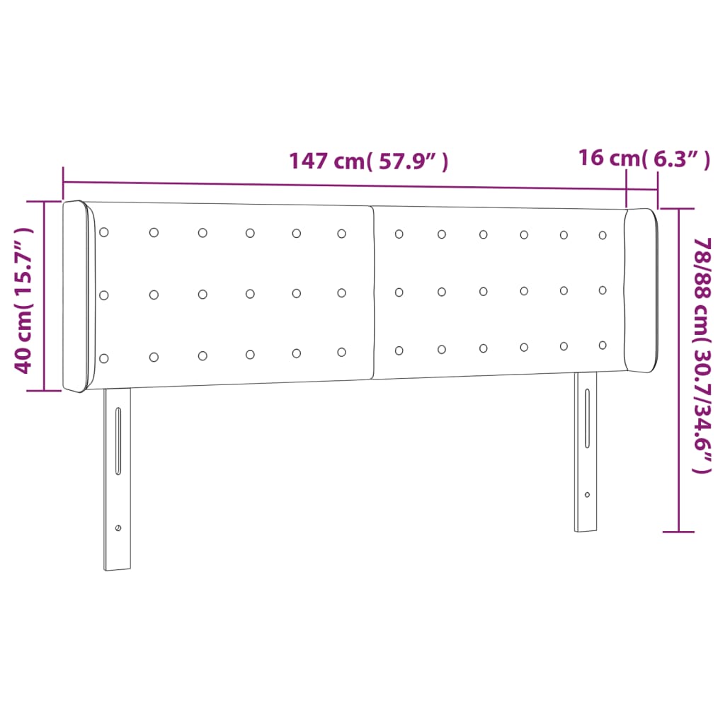 vidaXL Cabecero de cuero sintético negro 147x16x78/88 cm