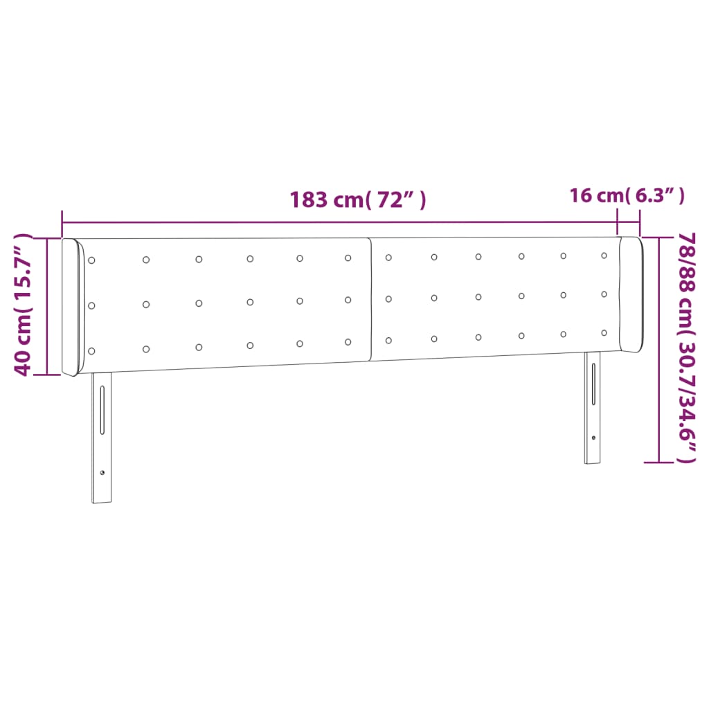 vidaXL Cabecero de cuero sintético negro 183x16x78/88 cm