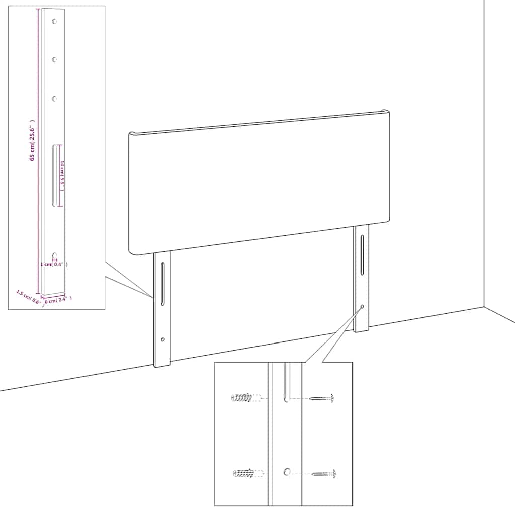 vidaXL Cabecero de cuero sintético gris 203x16x78/88 cm