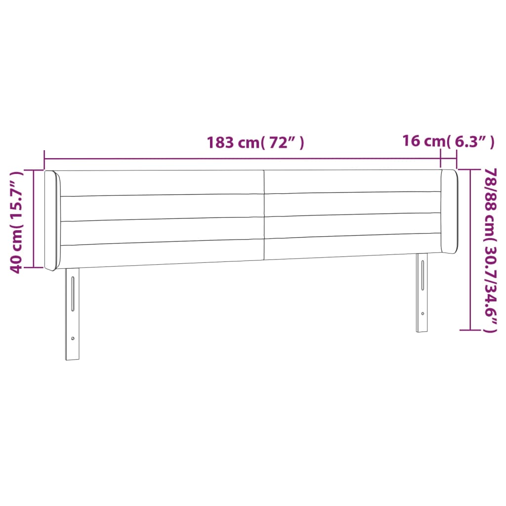 vidaXL Cabecero de tela gris claro 183x16x78/88 cm