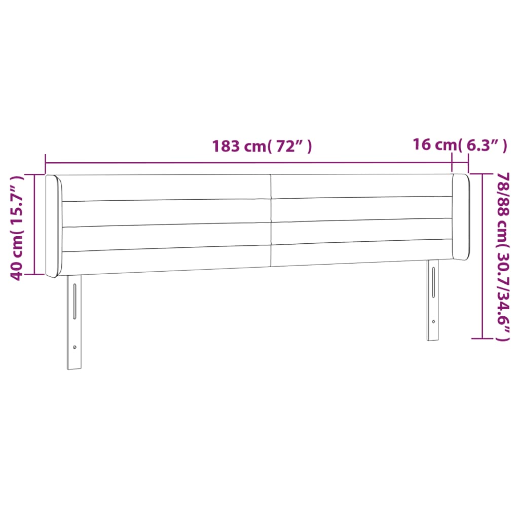 vidaXL Cabecero de tela azul 183x16x78/88 cm