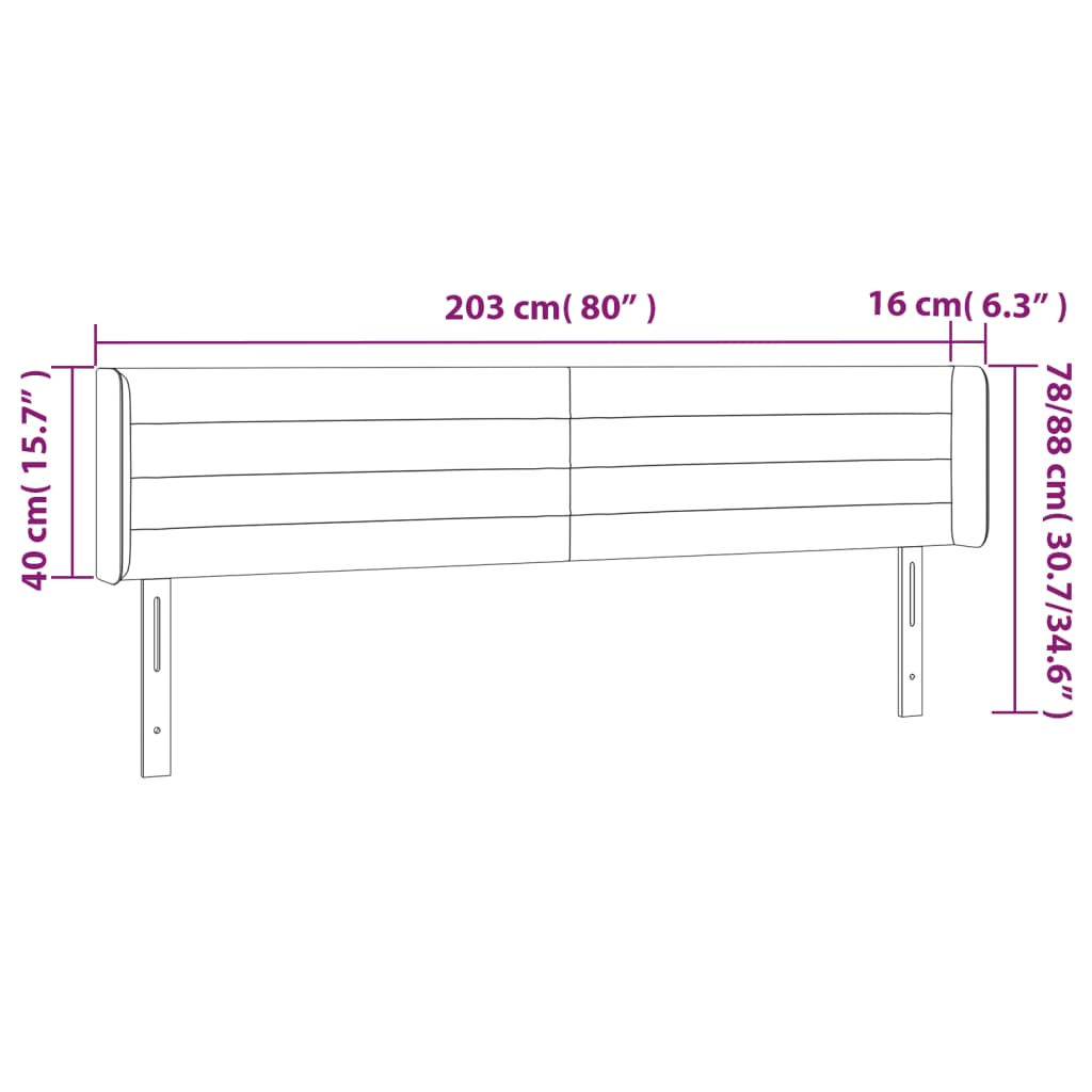 vidaXL Cabecero de tela gris claro 203x16x78/88 cm