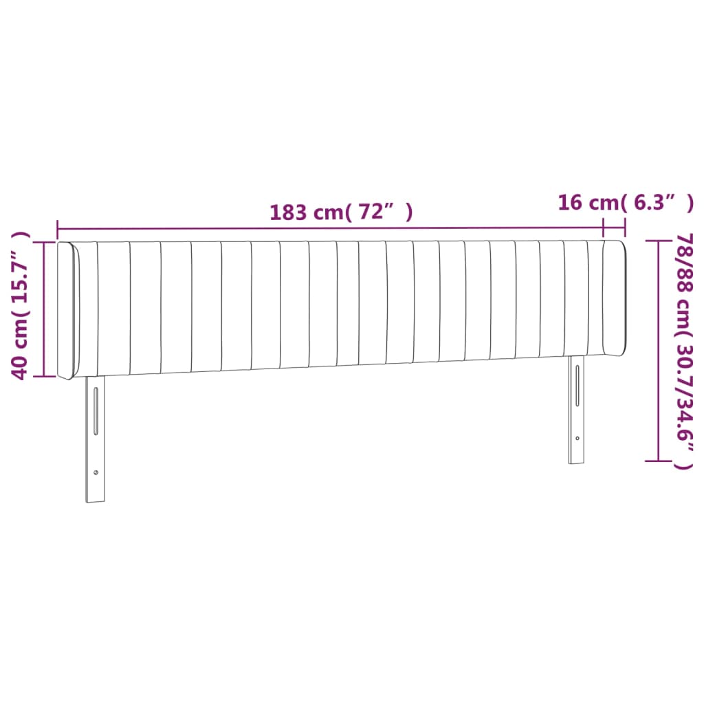 vidaXL Cabecero de tela gris claro 183x16x78/88 cm