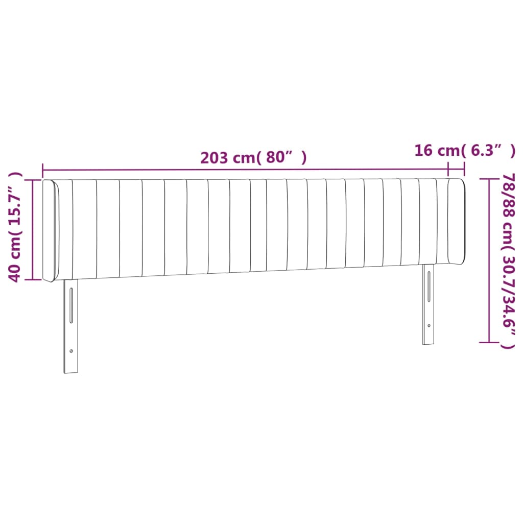 vidaXL Cabecero de tela gris claro 203x16x78/88 cm