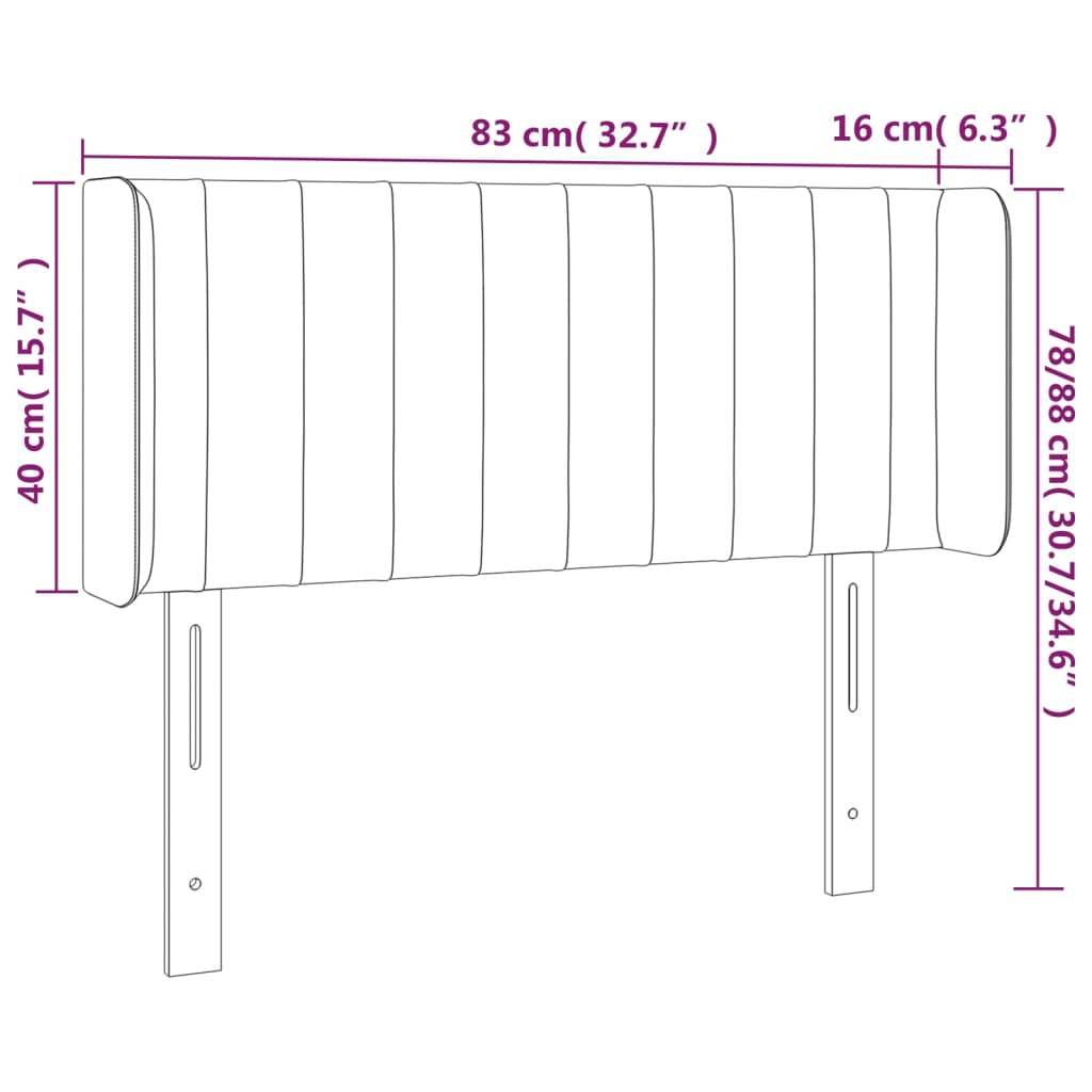 vidaXL Cabecero de terciopelo negro 83x16x78/88 cm