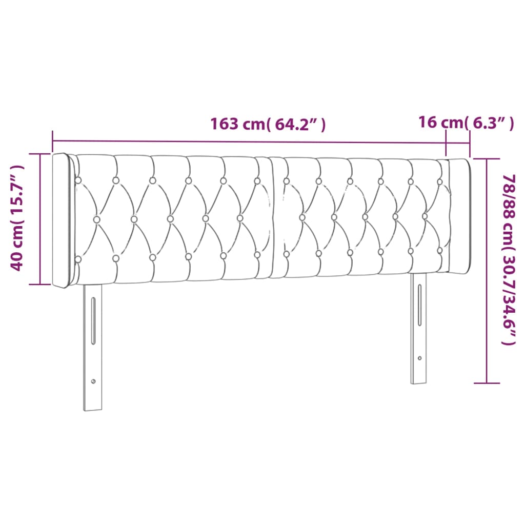 vidaXL Cabecero de tela gris claro 163x16x78/88 cm