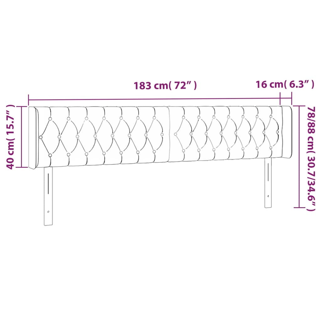 vidaXL Cabecero de tela gris claro 183x16x78/88 cm