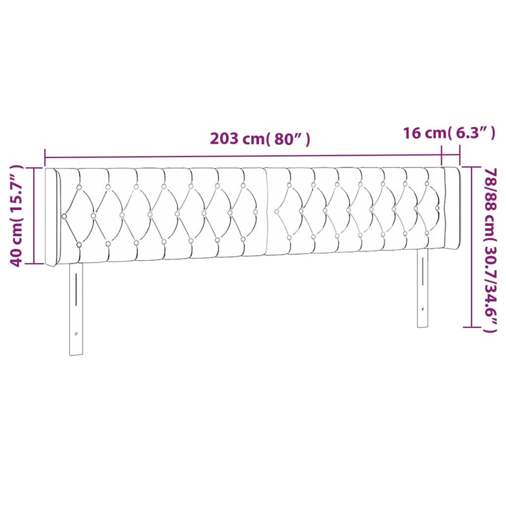 vidaXL Cabecero de tela gris claro 203x16x78/88 cm