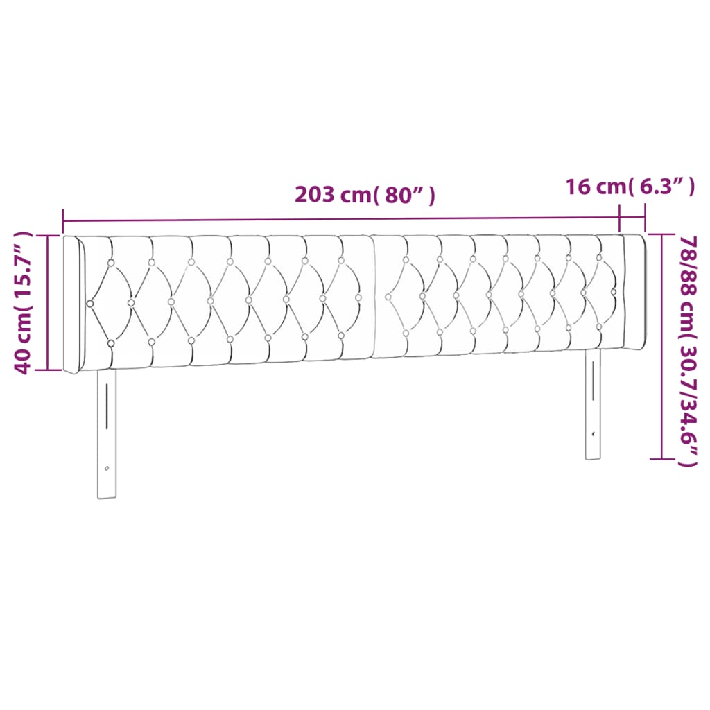 vidaXL Cabecero de terciopelo rosa 203x16x78/88 cm