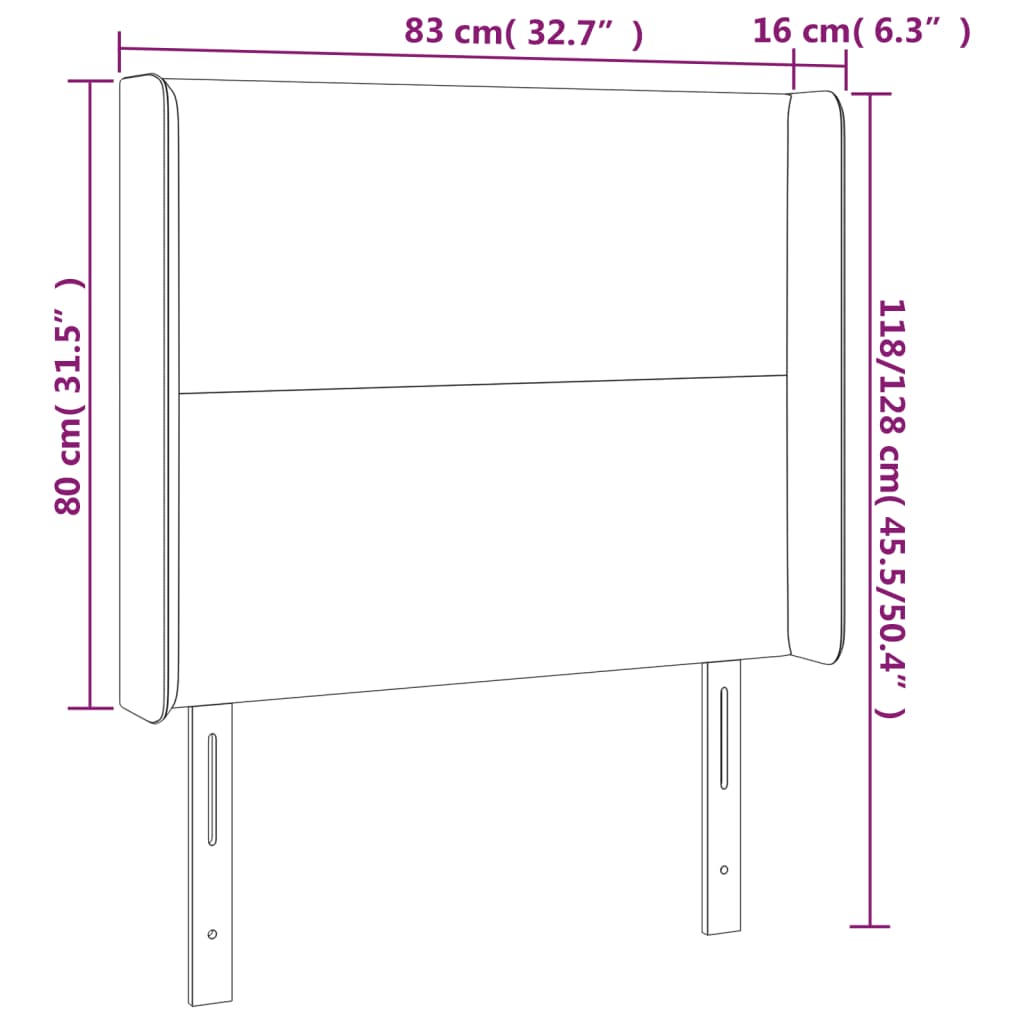 vidaXL Cabecero con orejas de tela gris claro 83x16x118/128 cm