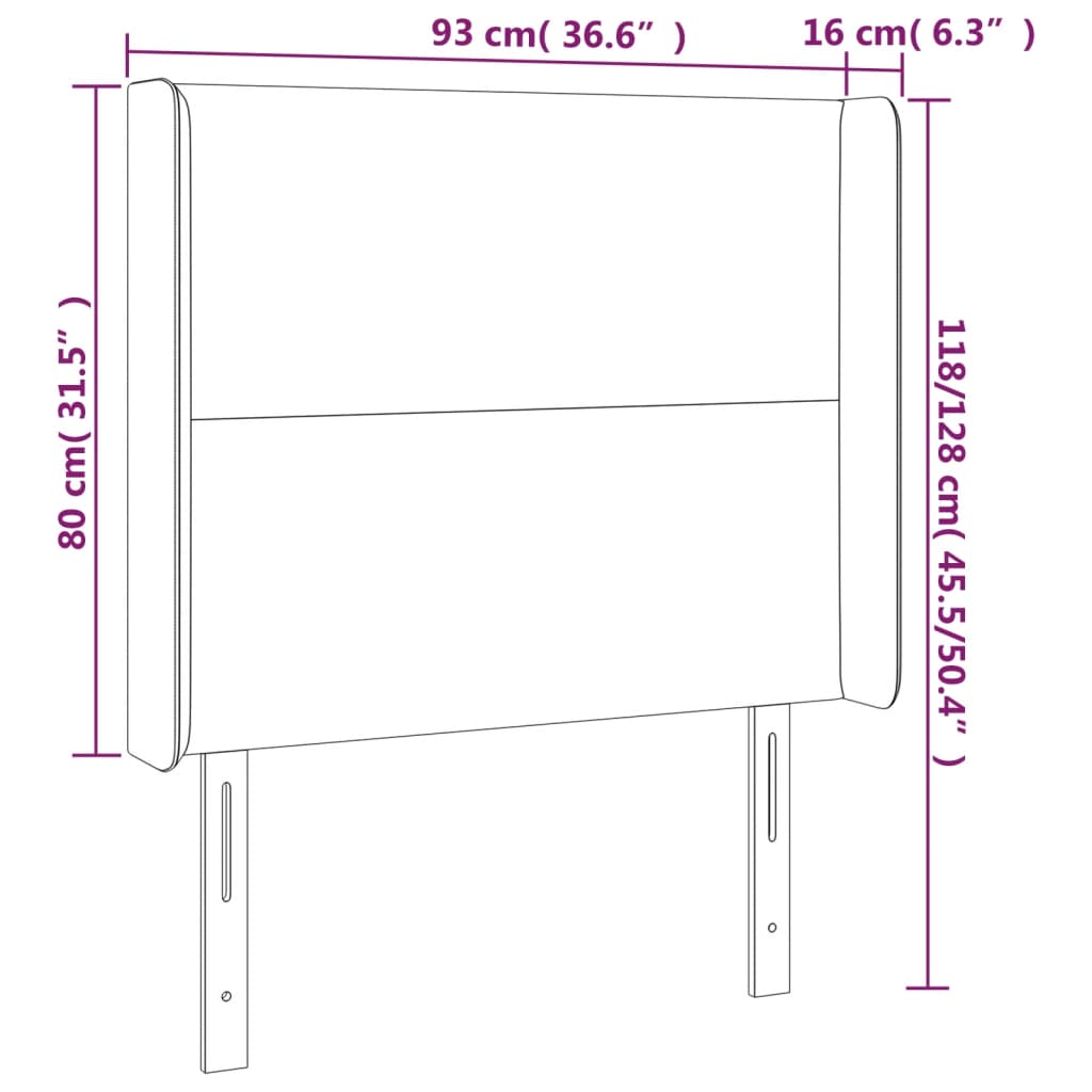 vidaXL Cabecero con orejas de tela gris oscuro 93x16x118/128 cm