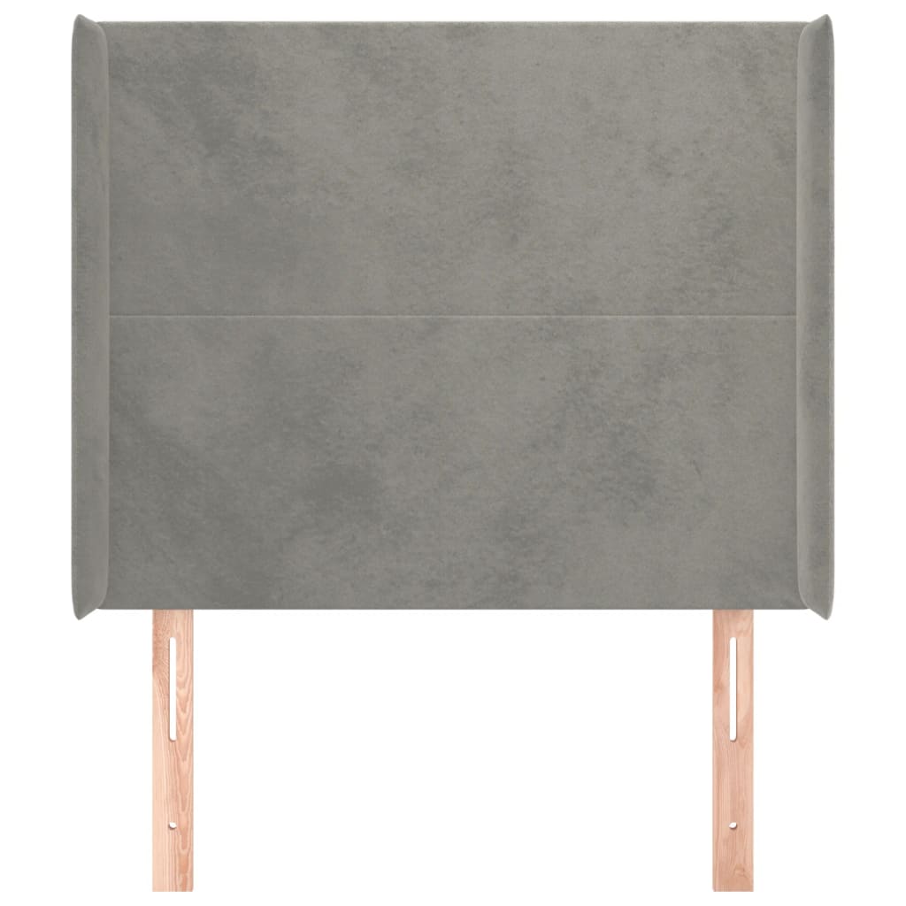 vidaXL Cabecero con orejas de terciopelo gris claro 83x16x118/128 cm