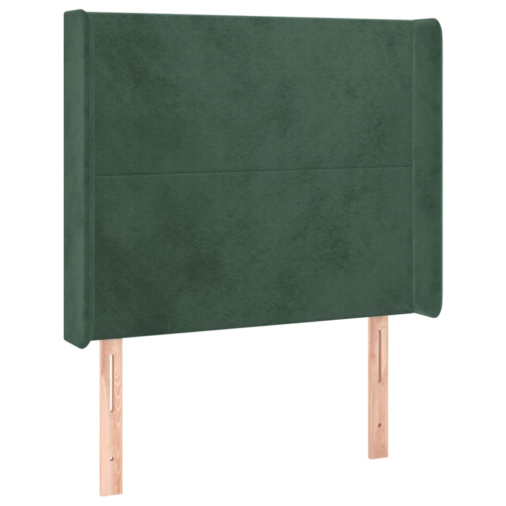 vidaXL Cabecero con orejas de terciopelo verde oscuro 93x16x118/128 cm